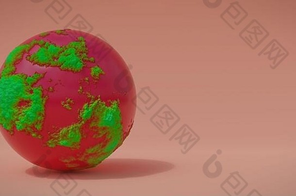 摘要红色的球橙色背景球覆盖绿色有机物空空间