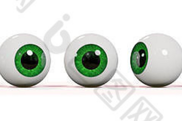 现实的人类眼睛绿色虹膜孤立的白色背景插图横幅