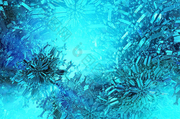 冰冷的晶体青色摘要插图水平背景
