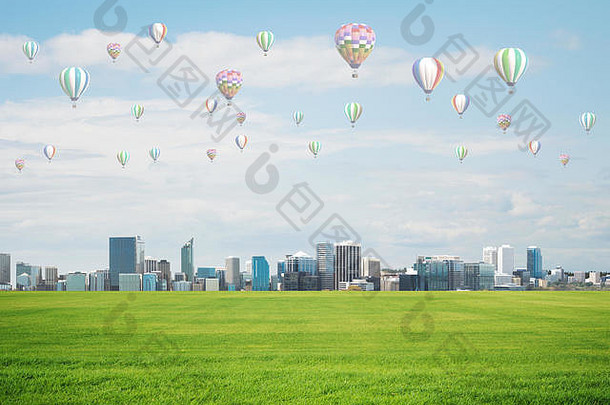 概念生态绿色生活浮空器飞行城市