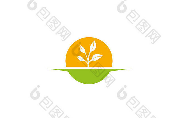 农业土壤植物大太阳培养太阳能植物标志设计插图