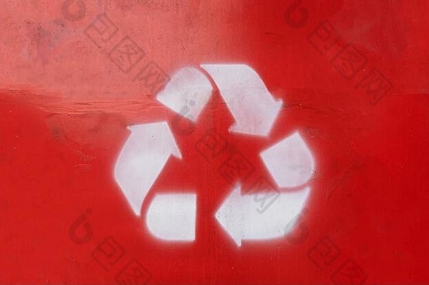 回收象征红色的颜色背景白色箭头生态保护环境地球