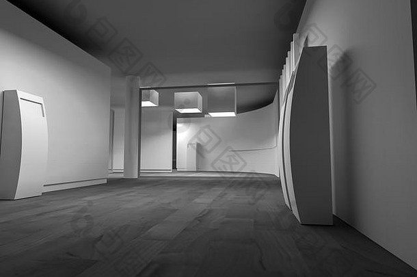 清洁艺术画廊空间空白帧墙清洁房间形状业务空间工作