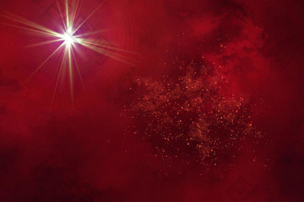 红色的空间活动星星现代渲染抽象电脑生成的
