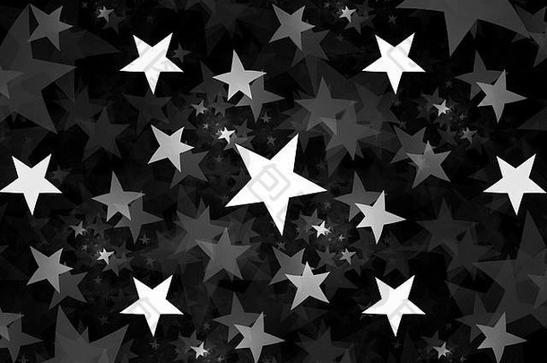 电脑生成的闪亮的星星摘要分形背景黑色的白色纹理呈现