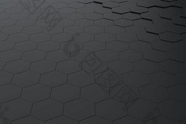六角黑色的背景纹理六角瓷砖负空间技术概念插图呈现
