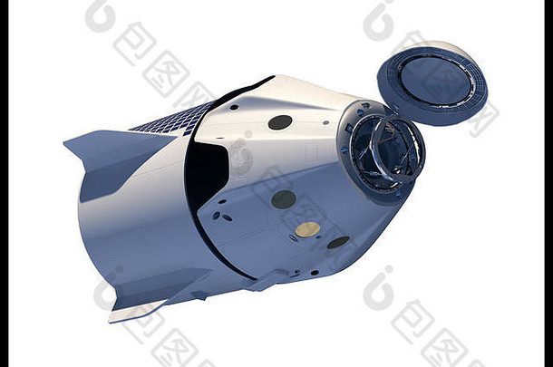 商业机组人员宇宙飞船孤立的白色背景插图