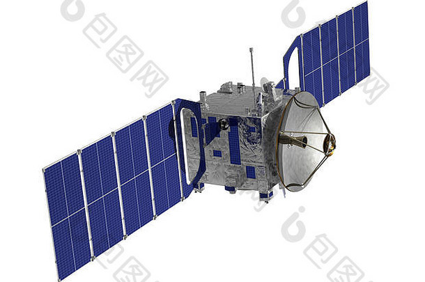 沟通空间卫星孤立的白色背景插图