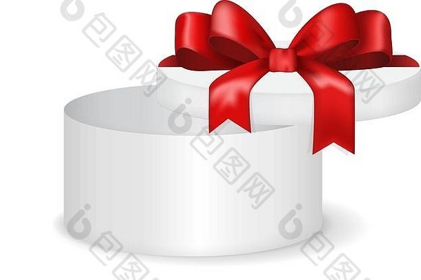 白色轮礼物盒子红色的丝带弓