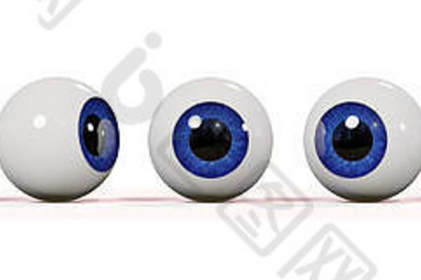 现实的人类眼睛蓝色的虹膜孤立的白色背景插图横幅