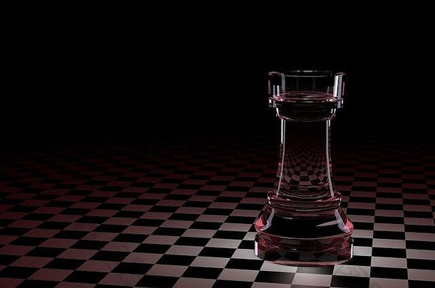 插图国际象棋一块烟玻璃董事会<strong>小笼</strong>子里红色的勃艮第背光黑色的背景概念董事会游戏逻辑培训大脑