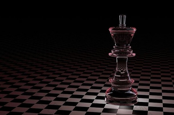 插图国际象棋一块王玻璃董事会<strong>小笼</strong>子里红色的勃艮第背光黑色的背景概念董事会游戏逻辑培训大脑