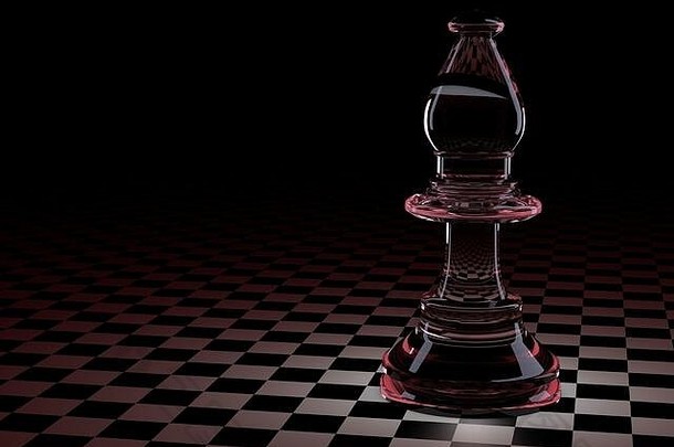 插图国际象棋一块大象玻璃董事会小笼子里红色的勃艮第背光黑色的背景概念董事会游戏逻辑培训大脑