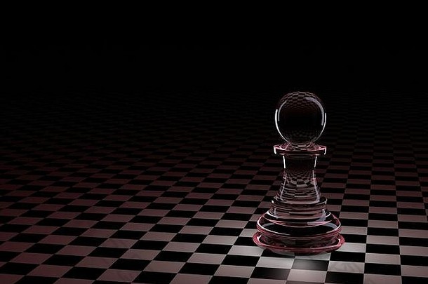 插图国际象棋一块兵玻璃董事会小笼子里红色的勃艮第背光黑色的背景概念董事会游戏逻辑培训大脑