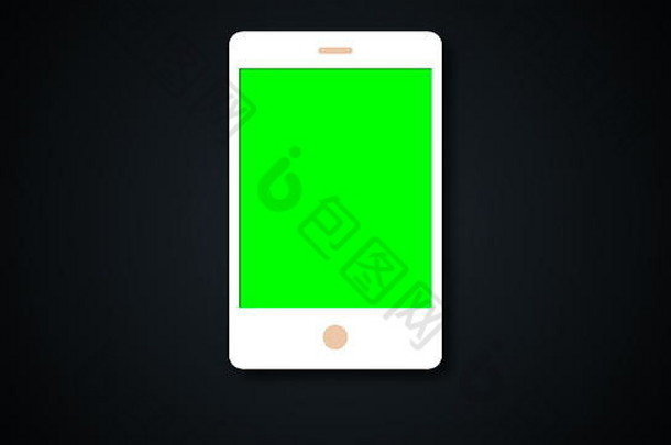 白色平电话白色屏幕浓度关键现代智能手机设计呈现背景