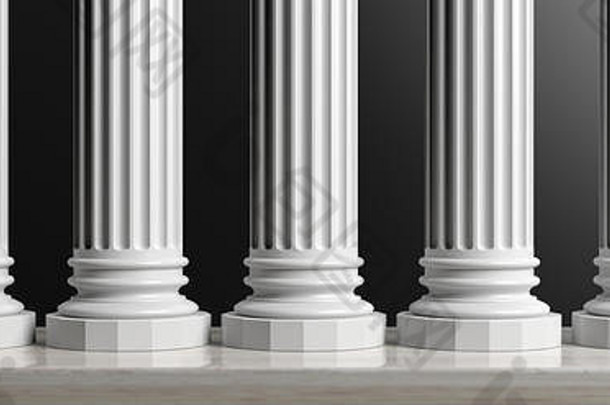 大理石经典柱子行黑色的背景插图