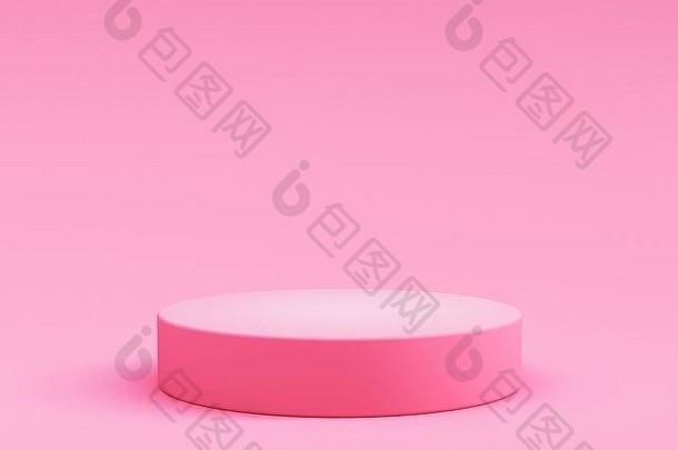 摘要几何形状粉红色的颜色讲台上粉红色的颜色背景产品最小的概念呈现