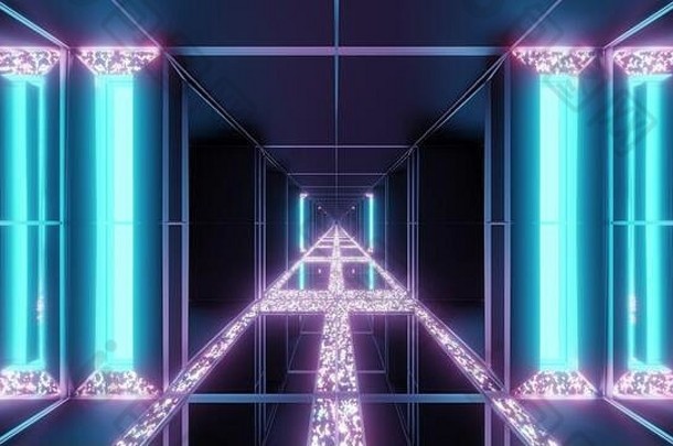 未来主义的科幻空间寺庙发光的钻石圣诞节纹理插图背景壁纸