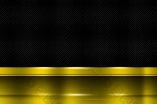 黄色的金属横幅黑色的碳纤维金属背景插图