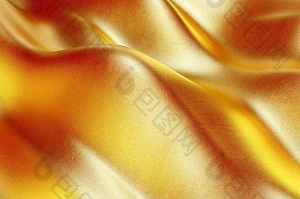 光滑的优雅的金丝绸摘要背景金织物波黄金程式化的布纹理呈现
