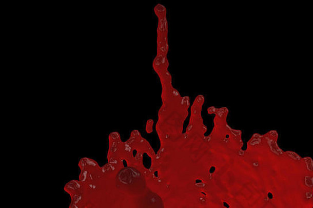 红色的血飞溅黑色的抽象可怕的背景电脑生成的插图