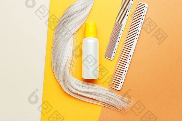 洗发水橙色瓶锁旋度金发女郎头发库姆斯理发师工具头发沙龙设备美容美沙龙理发师商店