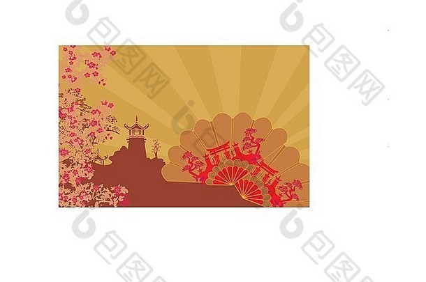 装饰中国人景观美丽的球迷卡
