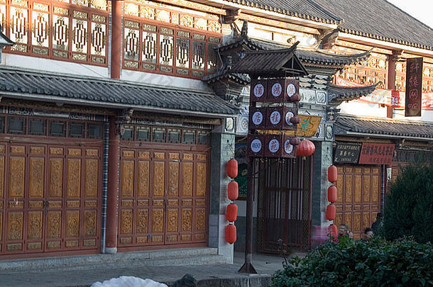 传统的建筑典型的中国人临街<strong>店铺</strong>达利云南中国