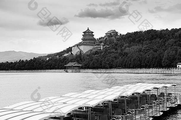 夏天宫历史体系结构北京黑色的白色
