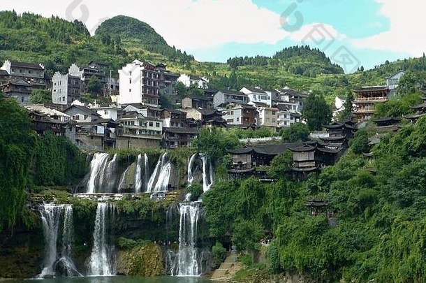 风景如画的古老的小镇湖南省中国芙蓉小镇
