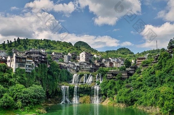 风景如画的古老的小镇湖南省中国芙蓉小镇