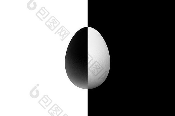对比蛋孤立的黑色的白色背景复活节阴的