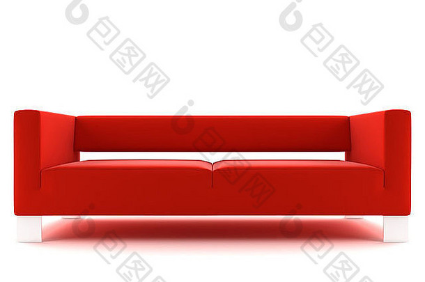 红色的沙发孤立的白色背景