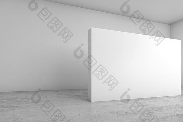 摘要空室内背景空白白色横幅站混凝土<strong>地板</strong>上当代体系结构设计插图