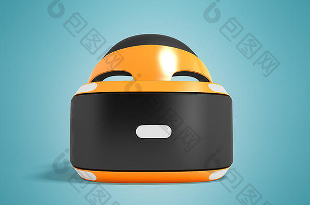 现代眼镜虚拟现实前面橙色渲染蓝色的背景影子
