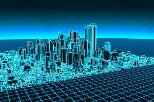 全息插图城市西塔贝技术互联网未来主义的主题