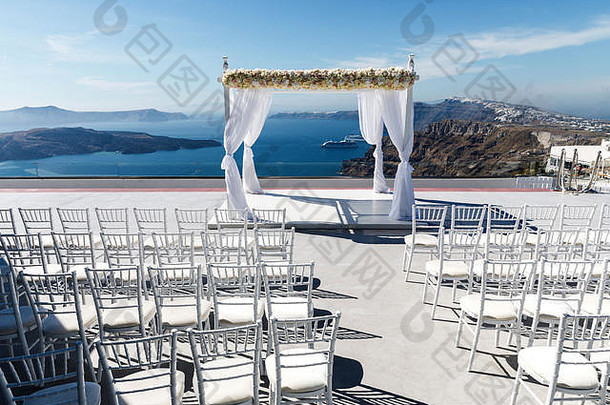 漂亮的安排的地方婚礼仪式希腊海岸浪漫的假期海