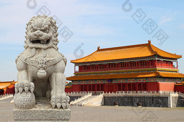 中国人帝国狮子雕像宫被禁止的城市<strong>北京</strong>中国背景