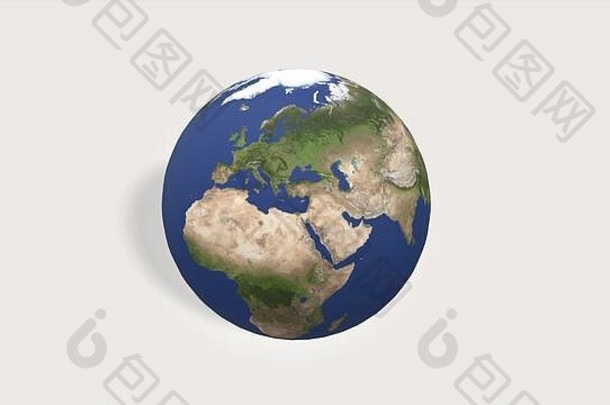 渲染地球地球全球白色背景
