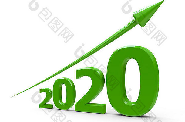 绿色箭头代表增长一年三维呈现插图