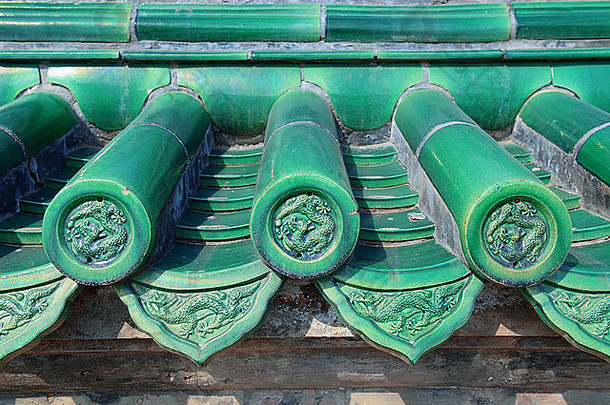 绿色瓷砖历史体系结构寺庙天堂公园北京