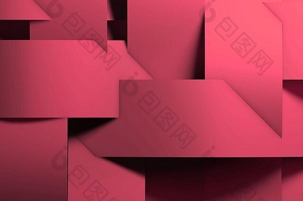 摘要几何背景粉红色的纸条纹安装模式呈现插图