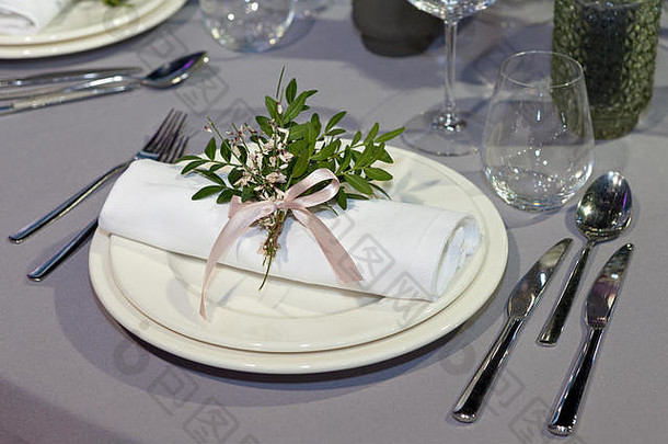 表格集事件聚会，派对婚礼接待奢侈品优雅的表格设置晚餐