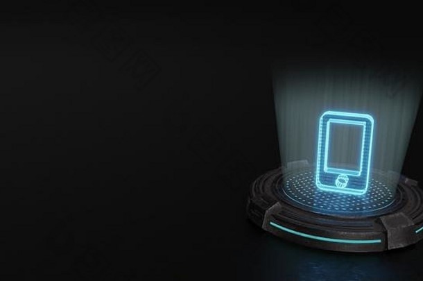 蓝色的条纹数字激光全息图象征移动电话渲染金属科幻垫背景