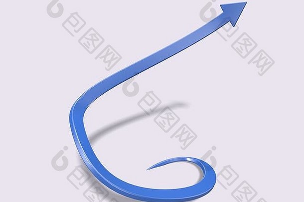 渲染蓝色的螺旋箭头插图白色背景