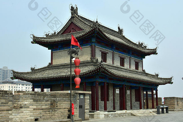 瞭望塔传统的中国人建筑城市墙西安hszian中国亚洲