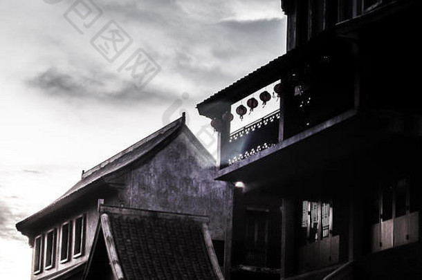 建筑中国传统的体系结构轮廓摄影旅行设计背景