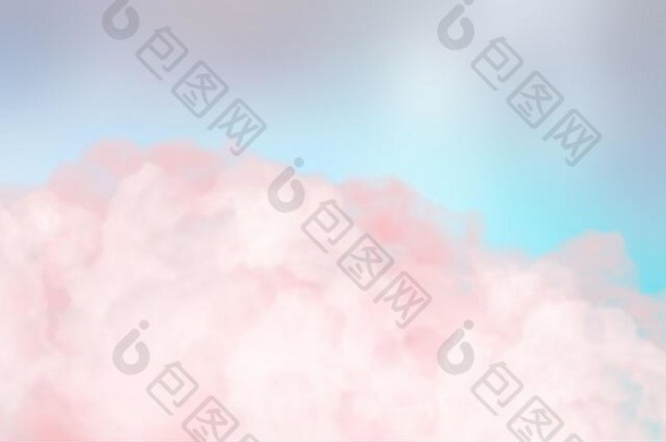 梦幻软粉红色的云特写镜头提醒彩色的粉红色的烟蓝色的天空浪漫的背景