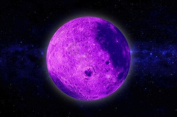 完整的粉红色的蓝色的月亮明星黑暗晚上天空背景呈现