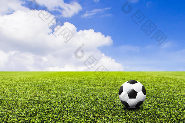 足球绿色草坪上天空背景插图呈现